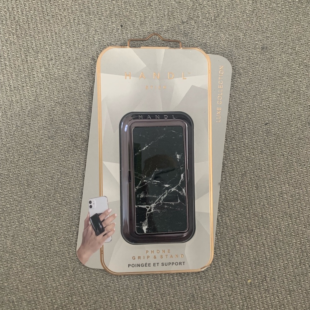 Handl Stick Phone Grip & Stand Luxe Collection Black White Marble